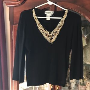 Sweater, bead work, worn once excellent condition!